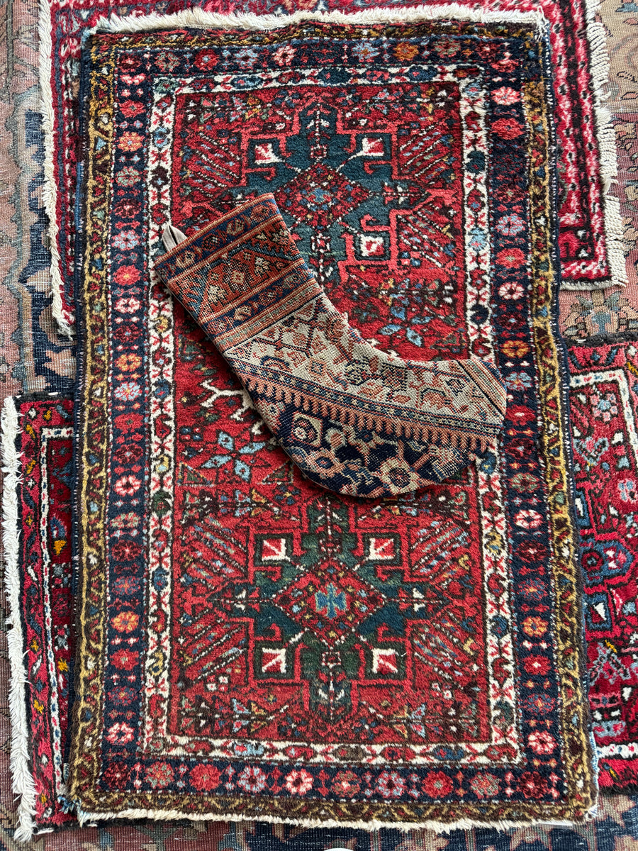 Beautiful Small Karaja + Custom Cut Pad + 1 Antique Rug Stocking