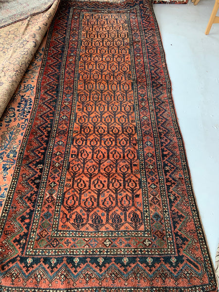 vintage rug, 173    【1771】 Vintage Rug | Plush Wool Apricot Boteh Design Vintage Runner