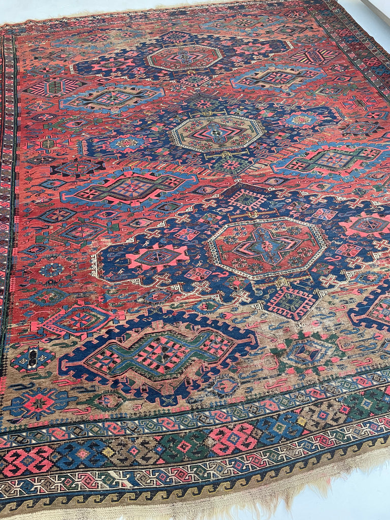 SOLD | MAGNIFICENT Antique Sumac | Drop-Dead Gorgeous Textile with Patina & Character | 9 x 10.8