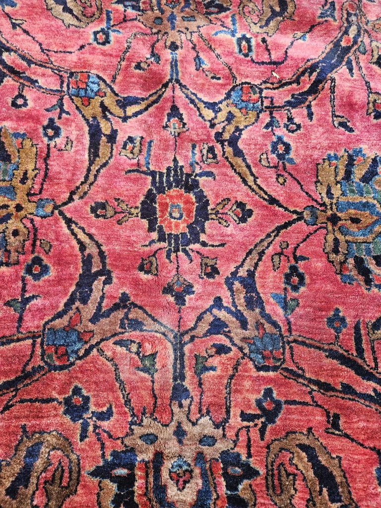 RESERVED FOR STACY*** Gorgeous Antique Mohajeran Sarouk in nearly MINT Condition | Marbling Coral, Pinks, Deep Berry Hues | ~ 9 x 11.6