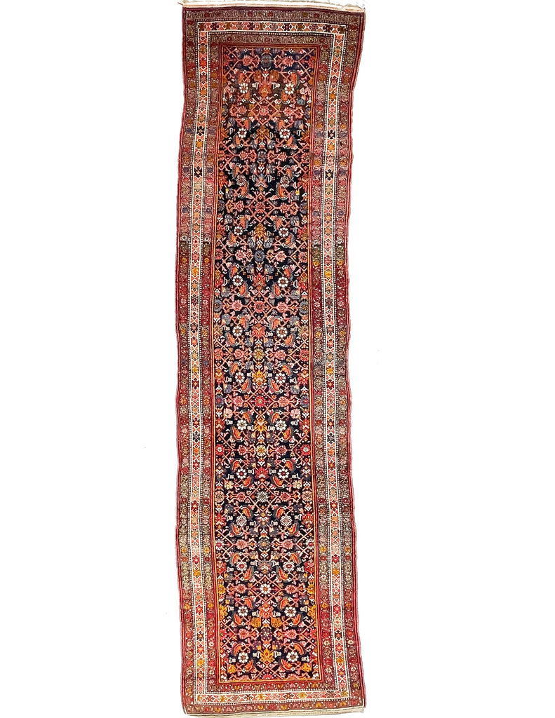 THE MOST COLORFUL Antique Runner | Iconic Water Garden Antique Runner | 4 x 15.5