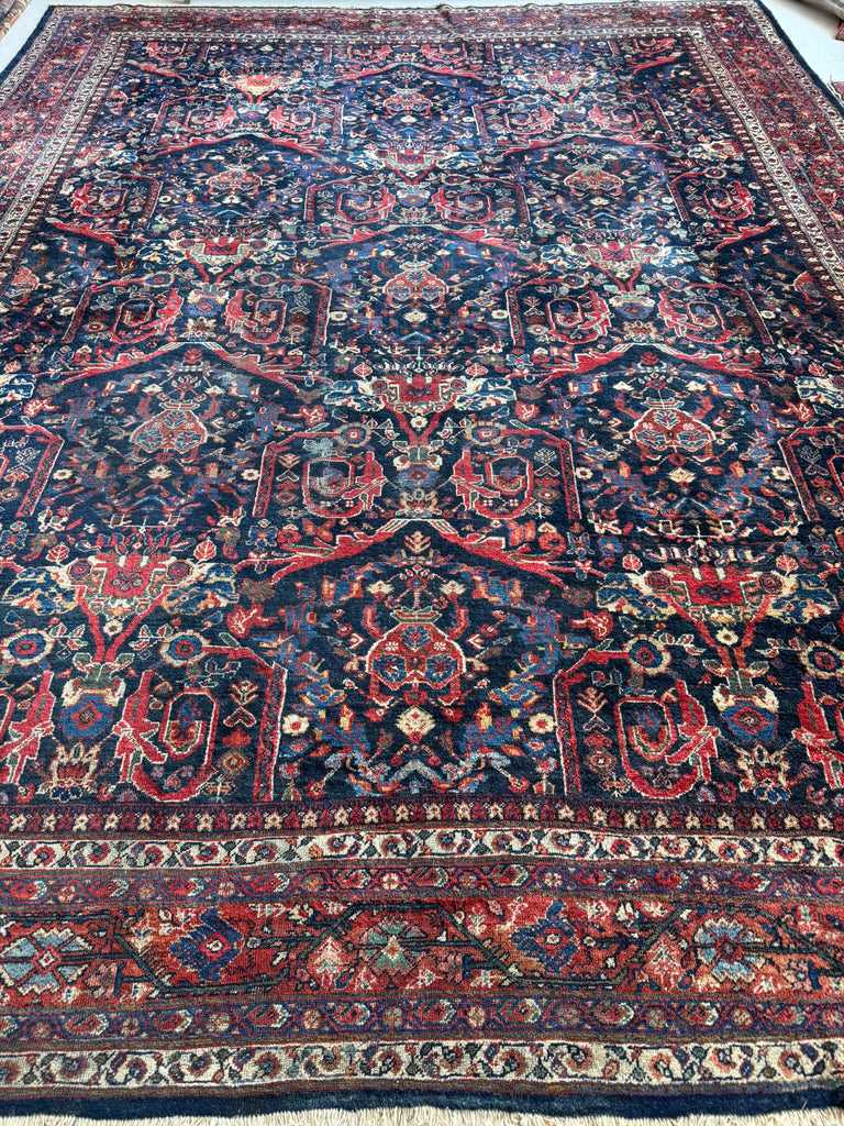 PALATIAL Antique Persian Mahal in AMAZING "Mostofi / Mustafi" Design | Gorgeous Sushi Pinks, Rust, Emerald, Seafoam, Indigo | 12.4 x 16.6
