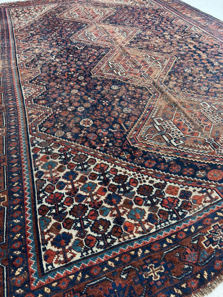 RESERVED FOR KMB DESIGN*** INFINITELY Charming Southwest Persian Khamseh | Deep Blues, Amber, Peacock Green | ~ 7.8 x 9ish