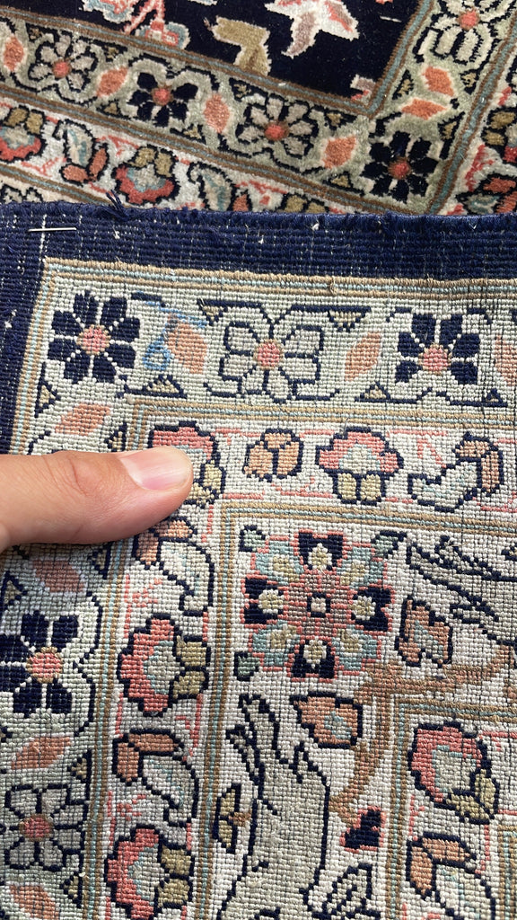 (Payment 1 of 2) RESERVED FOR OLIVIER*** PURE KASHMIR SILK Vintage Room Size Pictorial Piece; "The Royal Hunt" Terracotta, Indigo, Sage Green | 9.1 x 12.7