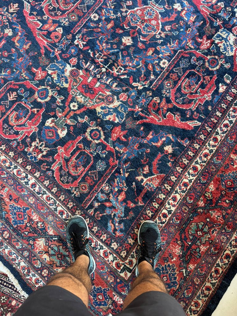 PALATIAL Antique Persian Mahal in AMAZING "Mostofi / Mustafi" Design | Gorgeous Sushi Pinks, Rust, Emerald, Seafoam, Indigo | 12.4 x 16.6