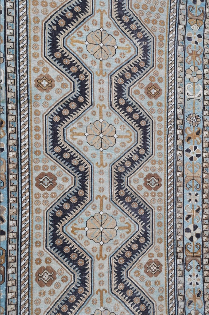 Coming Soon... BEAUTIFUL Earthy & Cool Antique Caucasian Wide Gallery Runner | Cashew, Camel, Ice Blue, Espresso | 4.10 x 11.8