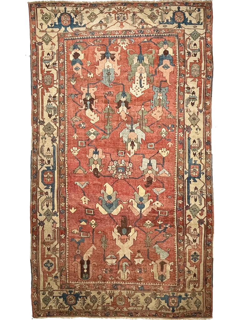 RAREST OF RARE | C. 1880's | ANCIENT MINT CONDITION ANTIQUE SERAPI | Unusually Oversized Narrow GEM w/ Gorg Natural Dyes | 8.10 x 15.1