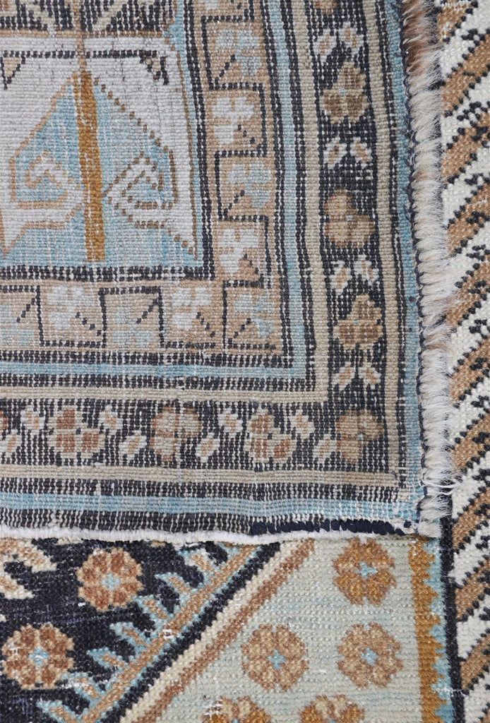 Coming Soon... BEAUTIFUL Earthy & Cool Antique Caucasian Wide Gallery Runner | Cashew, Camel, Ice Blue, Espresso | 4.10 x 11.8