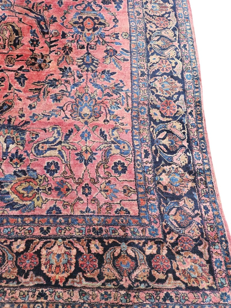 RESERVED FOR STACY*** Gorgeous Antique Mohajeran Sarouk in nearly MINT Condition | Marbling Coral, Pinks, Deep Berry Hues | ~ 9 x 11.6