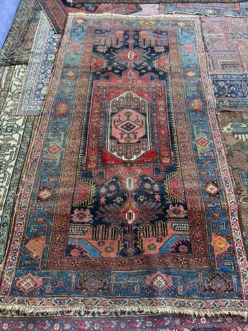 Coming Soon... SUPER FUNKY Antique Persian Halvai Bidjar | Yummy Dyes, Naive Drawing, Kiwi Greens | ~ 5 x 9