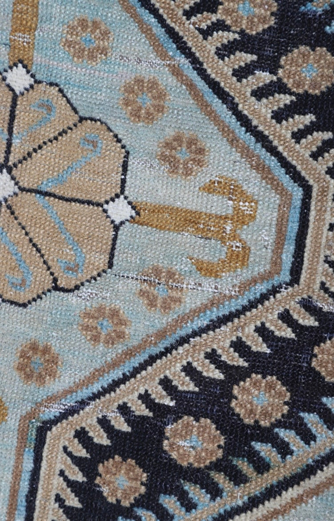 BEAUTIFUL Earthy & Cool Antique Caucasian Wide Gallery Runner | Cashew, Camel, Ice Blue, Espresso | 4.10 x 11.8