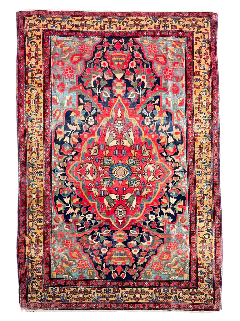 SOLD | SUPURB Antique Ferahan Sarouk with Gorgeous Dyes & Quality Wool | 3.6 x 5.1