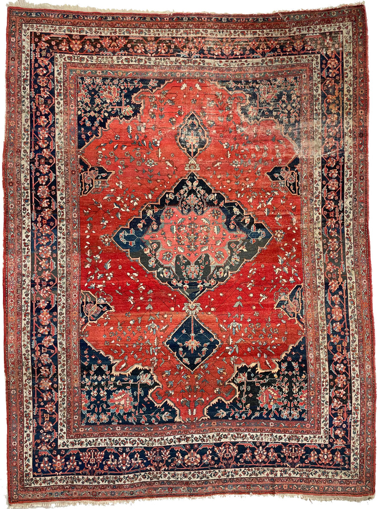 HIGH-END Antique  with Gorgeous Medallion and Variations of Strawberry Field | 9.2 x 12.2