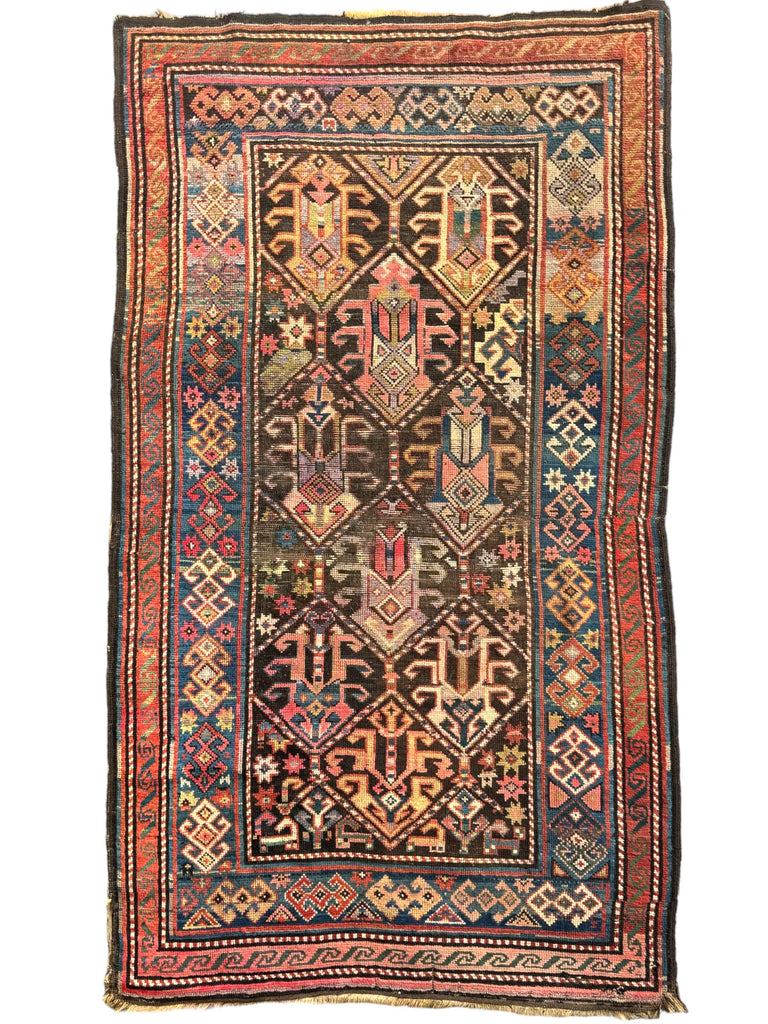 SOLD | WOW - GORGEOUS Caucasian Karabagh with UNREAL Colors in Lattice Design | 3.9 x 6.7