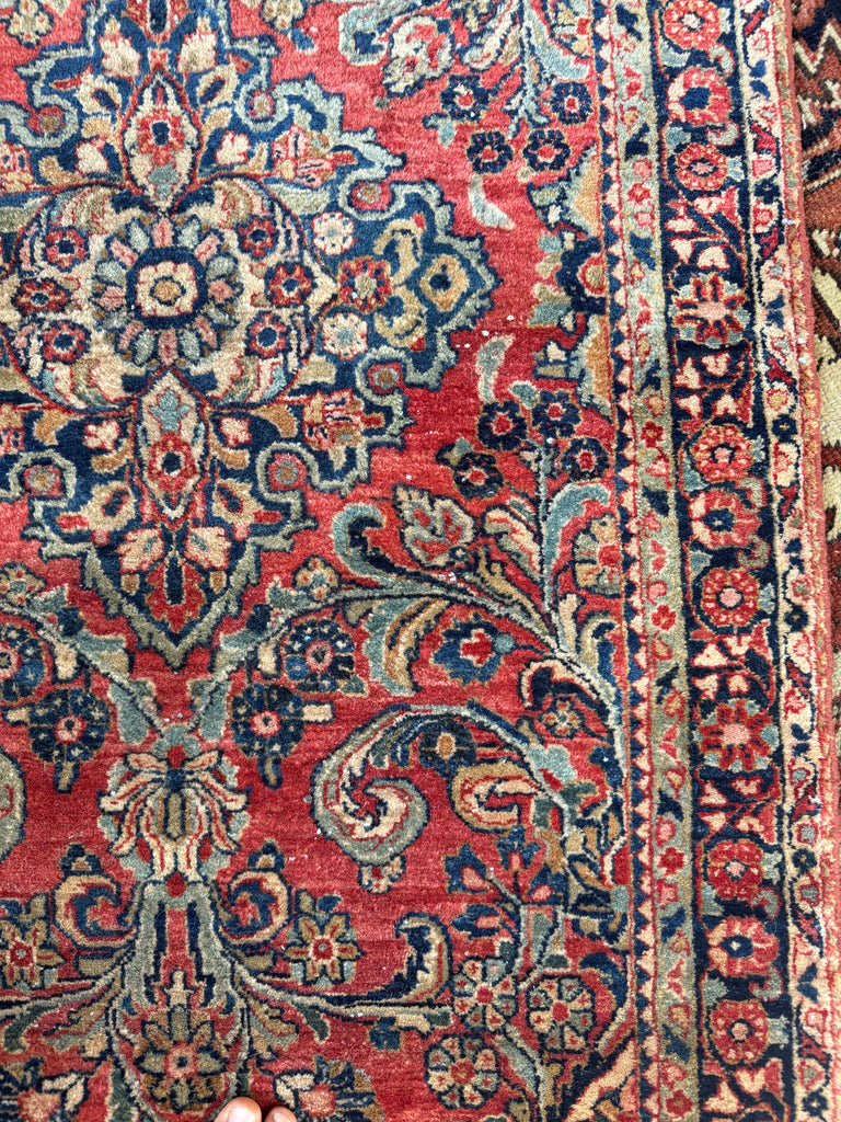 SOLD | FABULOUS Plush, Soft & Glossy Wool Pile | 20+ Foot Long Botanical Scalloped Antique Sarouk Runner - 3.2 x 20.4