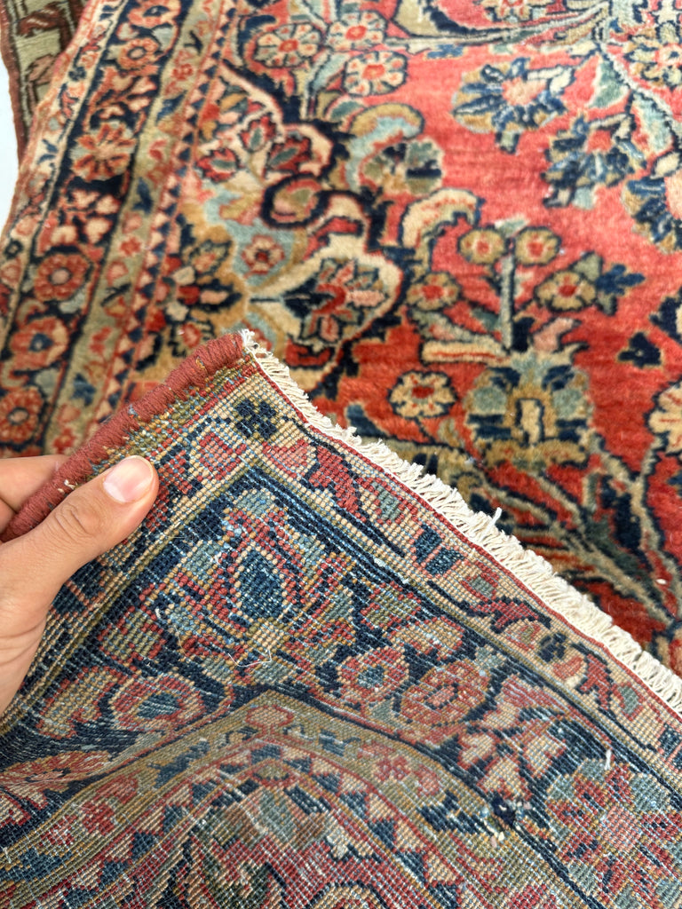 SOLD | FABULOUS Plush, Soft & Glossy Wool Pile | 20+ Foot Long Botanical Scalloped Antique Sarouk Runner - 3.2 x 20.4