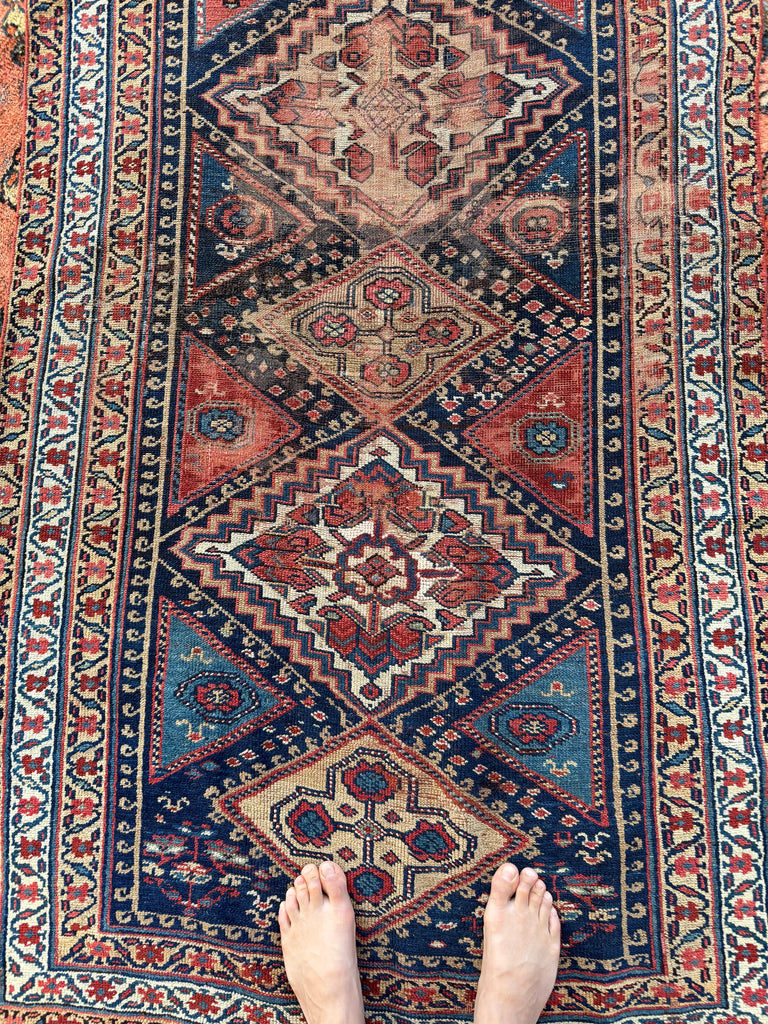 RESERVED FOR NICK*** INFINITELY LONG Gorgeous Antique Tribal Textile Runner | Ancient Southwest Persian, Rustic & Rare | ~ 3.9 x 24