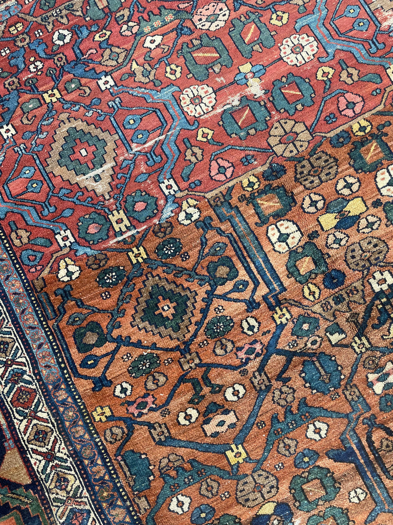 SOLD | UNREAL Squarish Funky Antique Northwest Rug | Two-Toned Clay/Rust Beauty | 10.2 x 11.4
