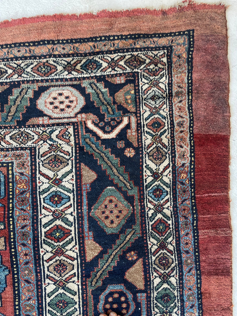 SOLD | UNREAL Squarish Funky Antique Northwest Rug | Two-Toned Clay/Rust Beauty | 10.2 x 11.4