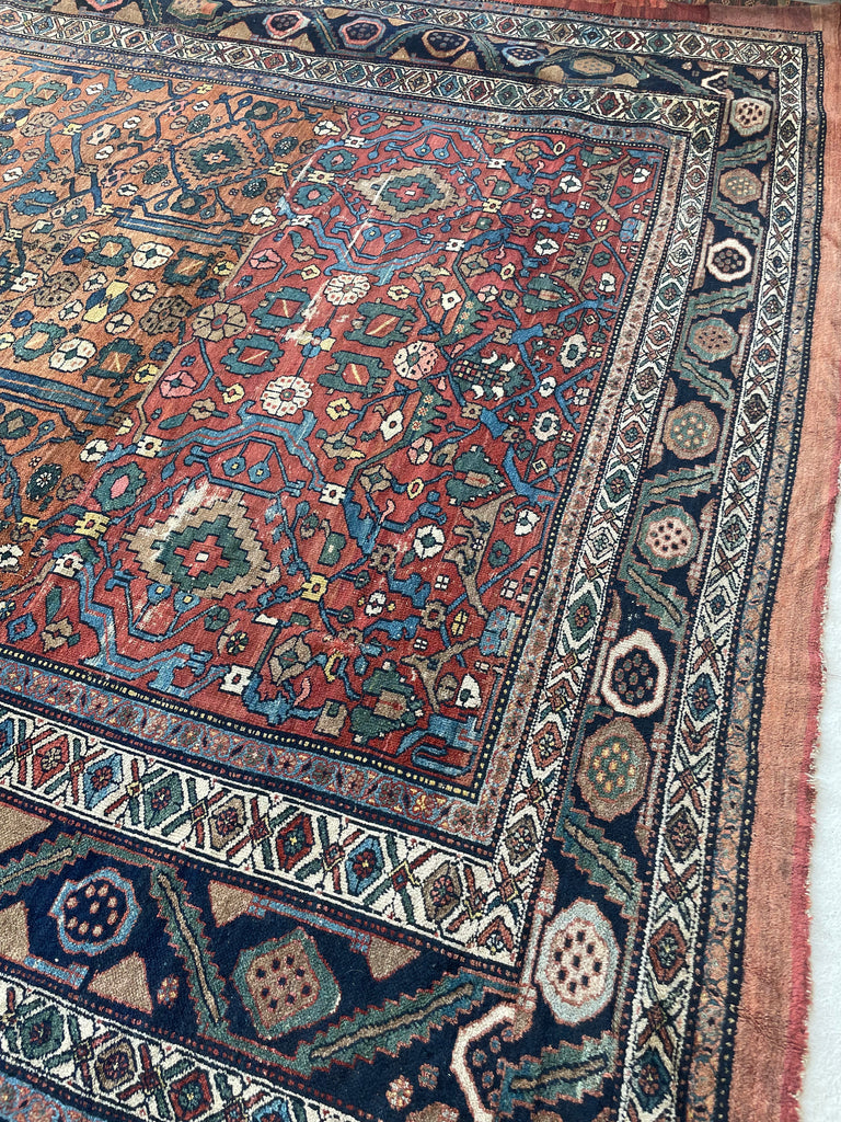 SOLD | UNREAL Squarish Funky Antique Northwest Rug | Two-Toned Clay/Rust Beauty | 10.2 x 11.4