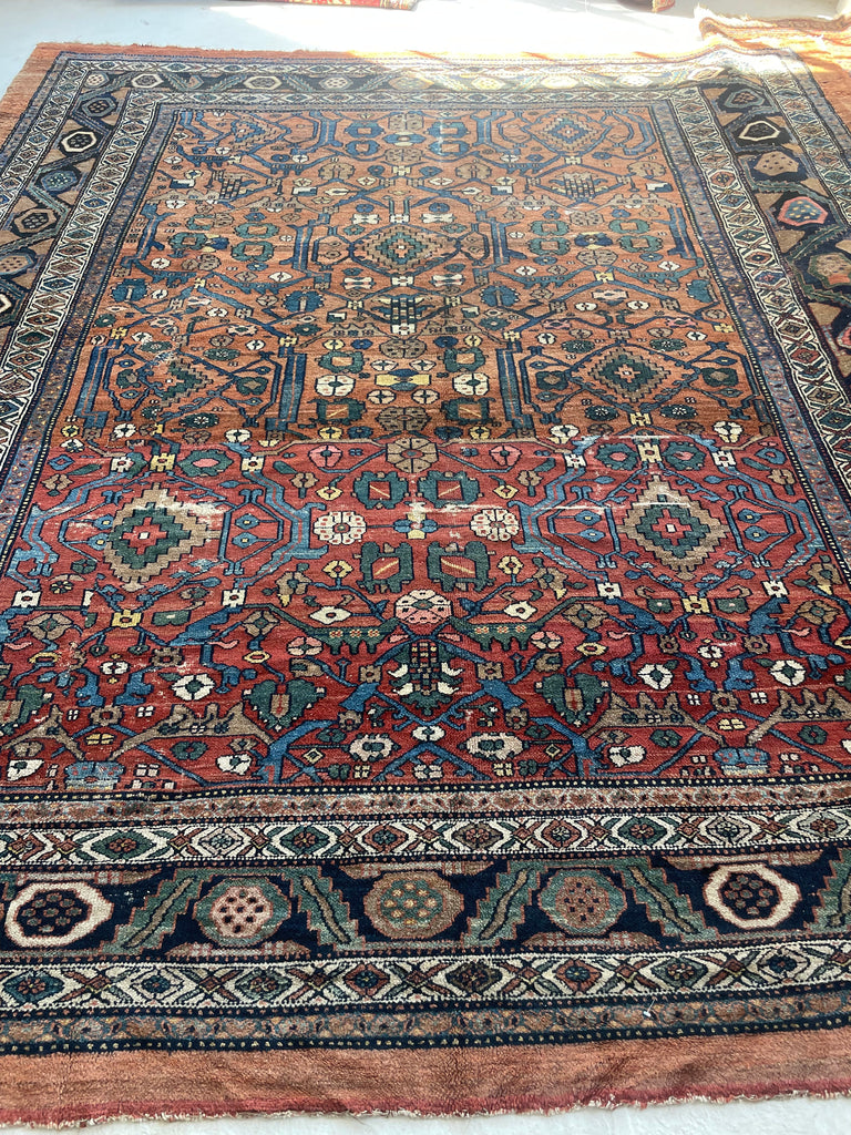 SOLD | UNREAL Squarish Funky Antique Northwest Rug | Two-Toned Clay/Rust Beauty | 10.2 x 11.4