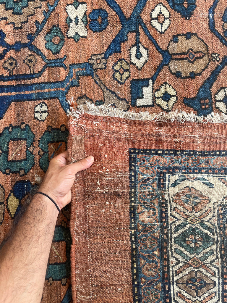 SOLD | UNREAL Squarish Funky Antique Northwest Rug | Two-Toned Clay/Rust Beauty | 10.2 x 11.4