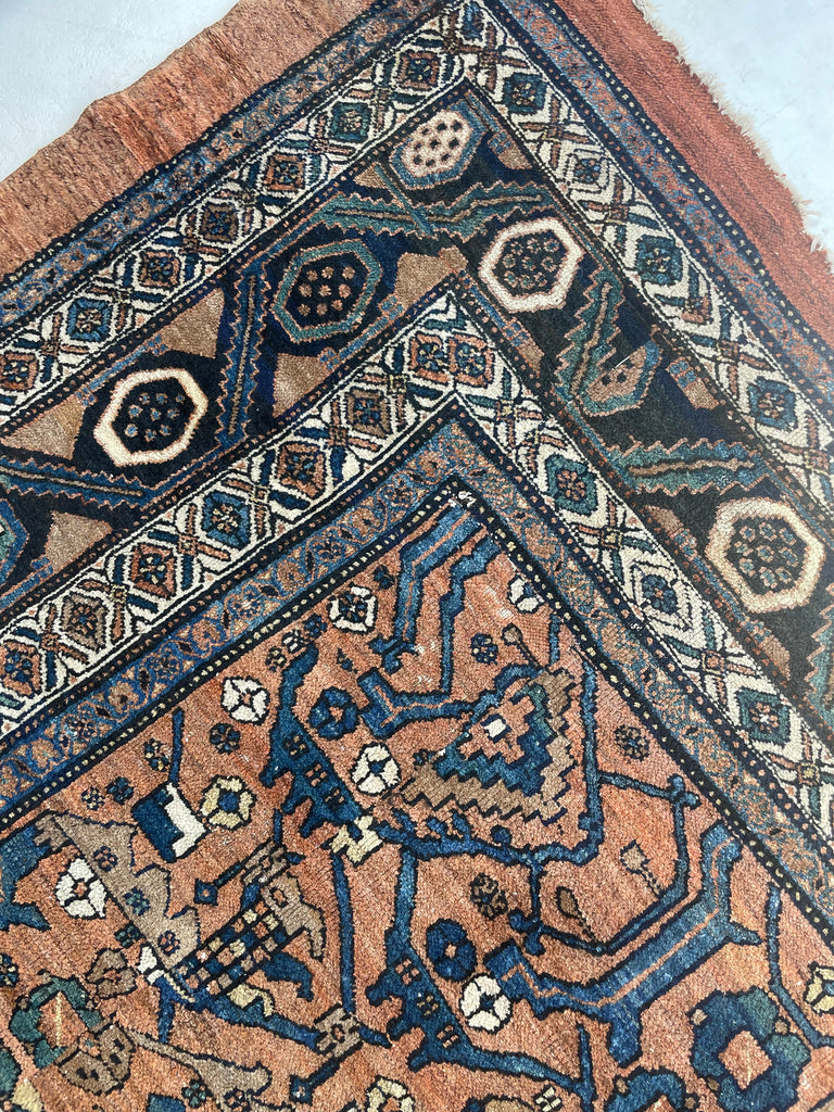 SOLD | UNREAL Squarish Funky Antique Northwest Rug | Two-Toned Clay/Rust Beauty | 10.2 x 11.4