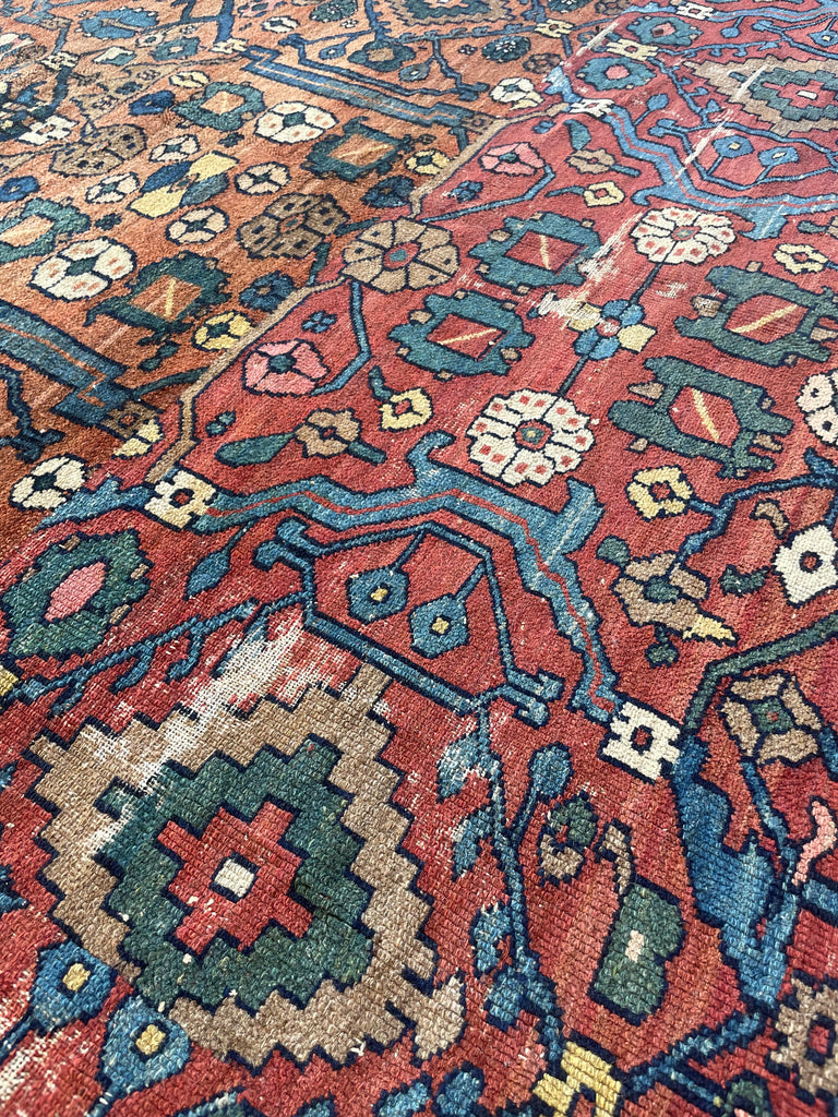 SOLD | UNREAL Squarish Funky Antique Northwest Rug | Two-Toned Clay/Rust Beauty | 10.2 x 11.4