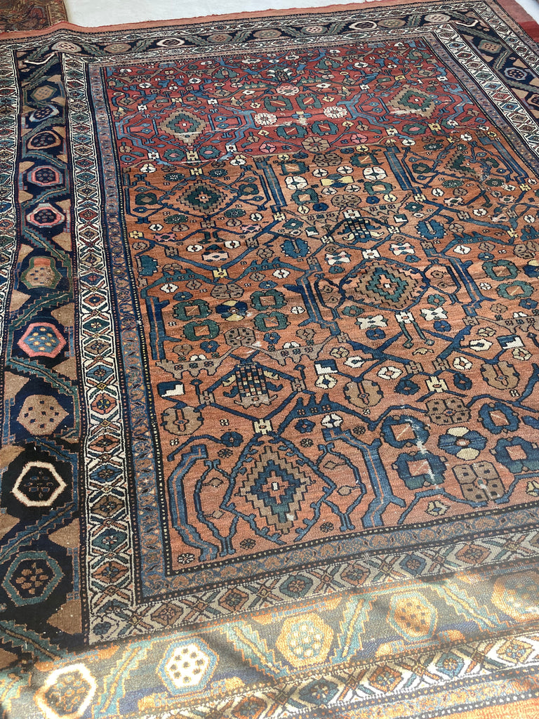 SOLD | UNREAL Squarish Funky Antique Northwest Rug | Two-Toned Clay/Rust Beauty | 10.2 x 11.4