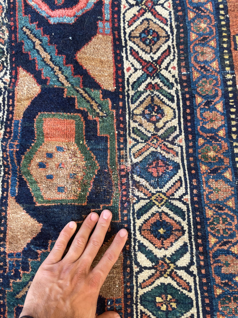 SOLD | UNREAL Squarish Funky Antique Northwest Rug | Two-Toned Clay/Rust Beauty | 10.2 x 11.4