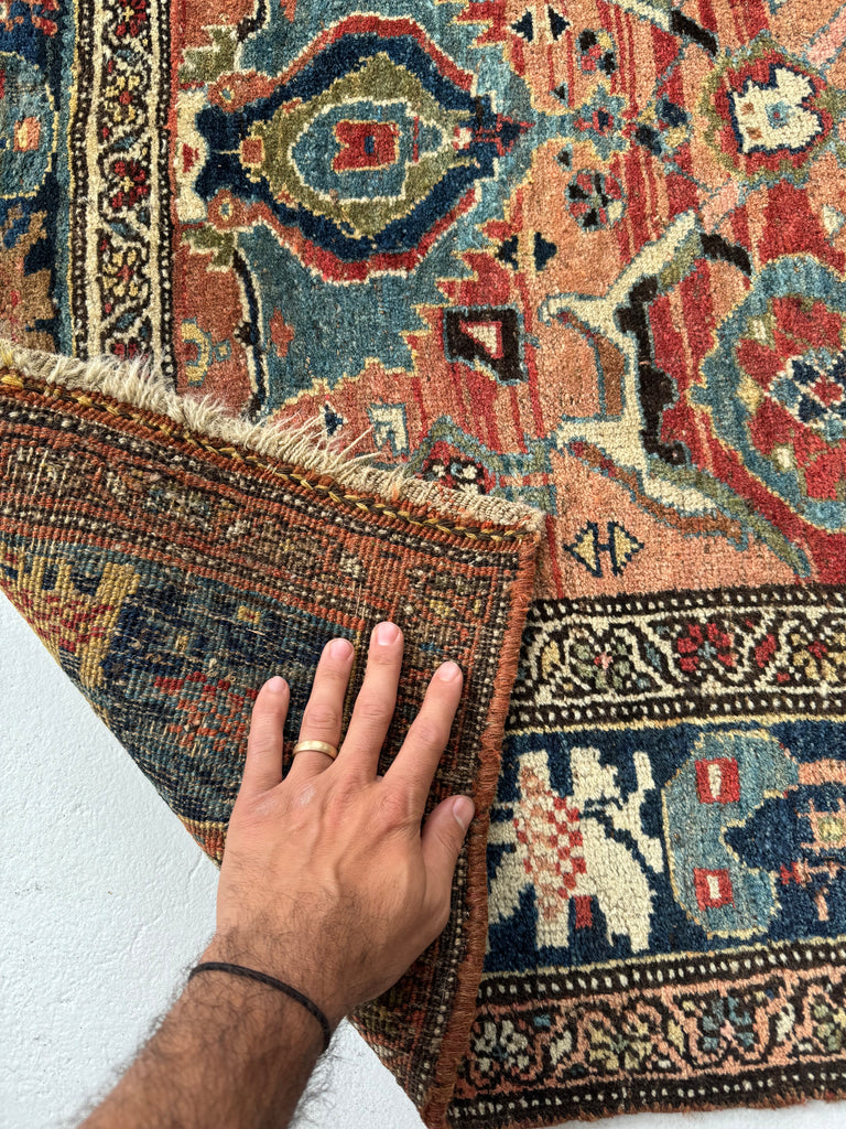 SOLD | MYSTICAL Kurdish Bidjar - Tribal Beauty at it's Apex | Rusty Melon Abrash with Stunning Dyes & Charm | 3.7 x 6.5