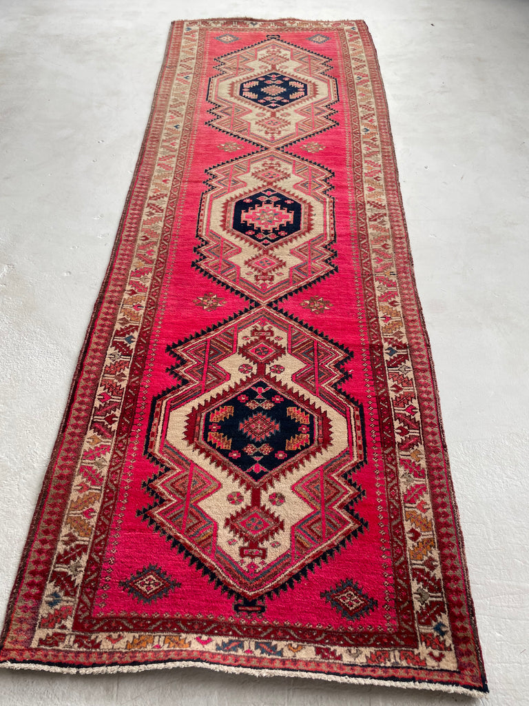 MAGENTA Pink, Copper, Indigo, Purple & More | Vintage Persian Runner | 3.7 x 10.3