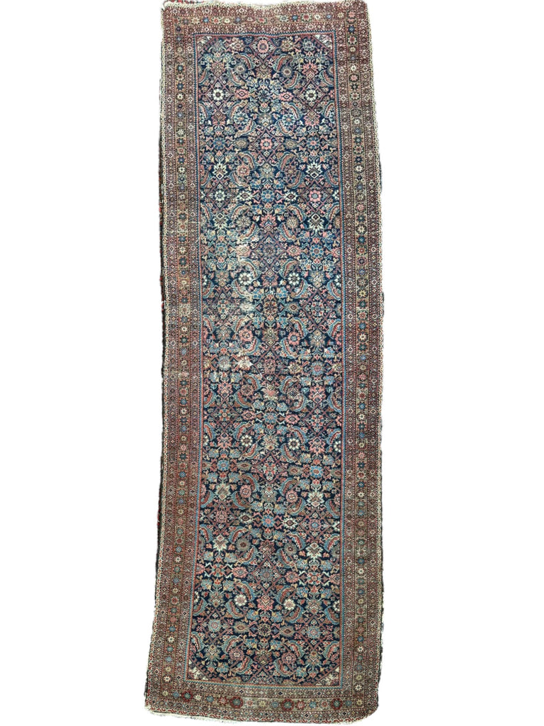 RESERVED FOR KMB DESIGN*** SUPER Finely Woven Antique Water-Garden Runner | Indigo, Lake Blue, Coral, Walnut, Linen, More | 2.9 x 9.6