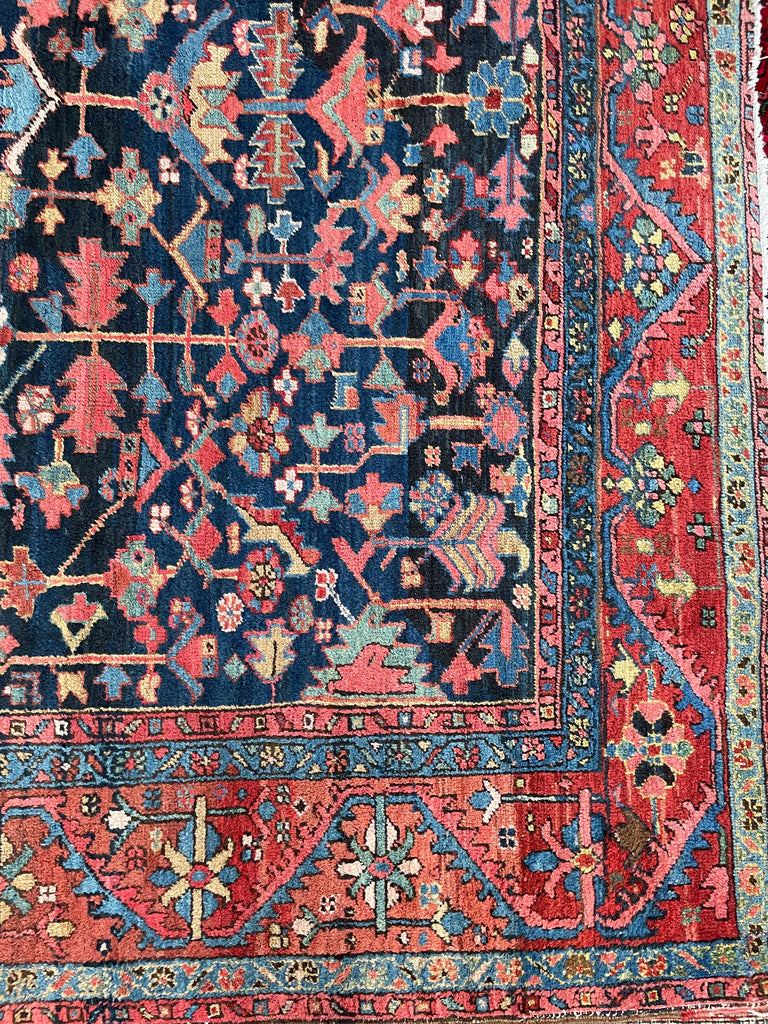 MYSTICAL NORTHWEST PERSIAN HERIZ VILLAGE CARPET | Century Old Indigo-Ground Organic Wool & Dyes - True Art | 8.9 x 11.9