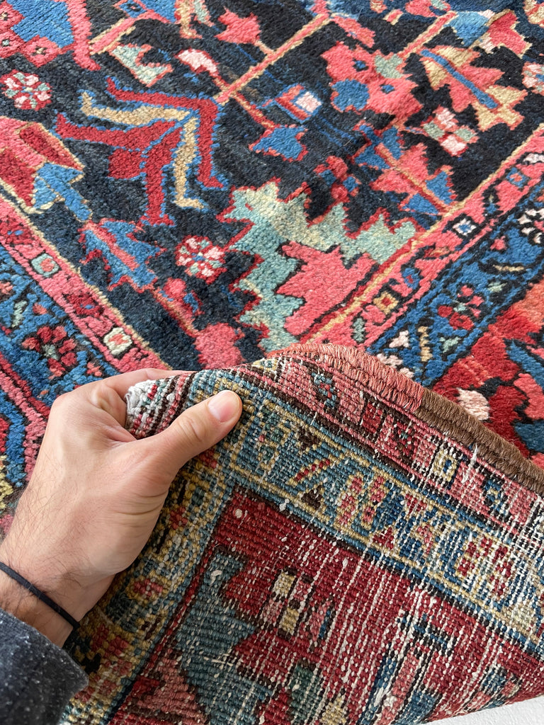 MYSTICAL NORTHWEST PERSIAN HERIZ VILLAGE CARPET | Century Old Indigo-Ground Organic Wool & Dyes - True Art | 8.9 x 11.9
