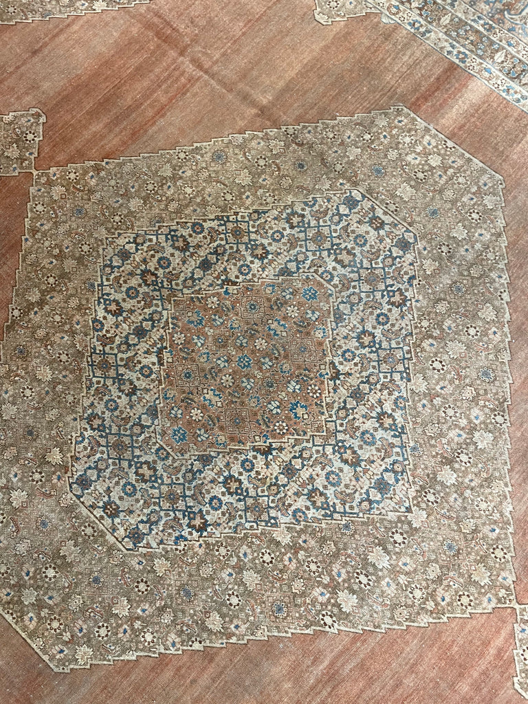 EXTRAORDINARY Palatial Antique Persian Hajijalili Tabriz | Timeless with Soft Aged Hues of Rust, Slate, Taupe, Indigo | 12 x 17