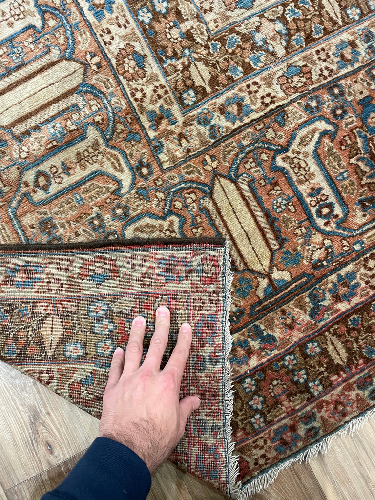 EXTRAORDINARY Palatial Antique Persian Hajijalili Tabriz | Timeless with Soft Aged Hues of Rust, Slate, Taupe, Indigo | 12 x 17