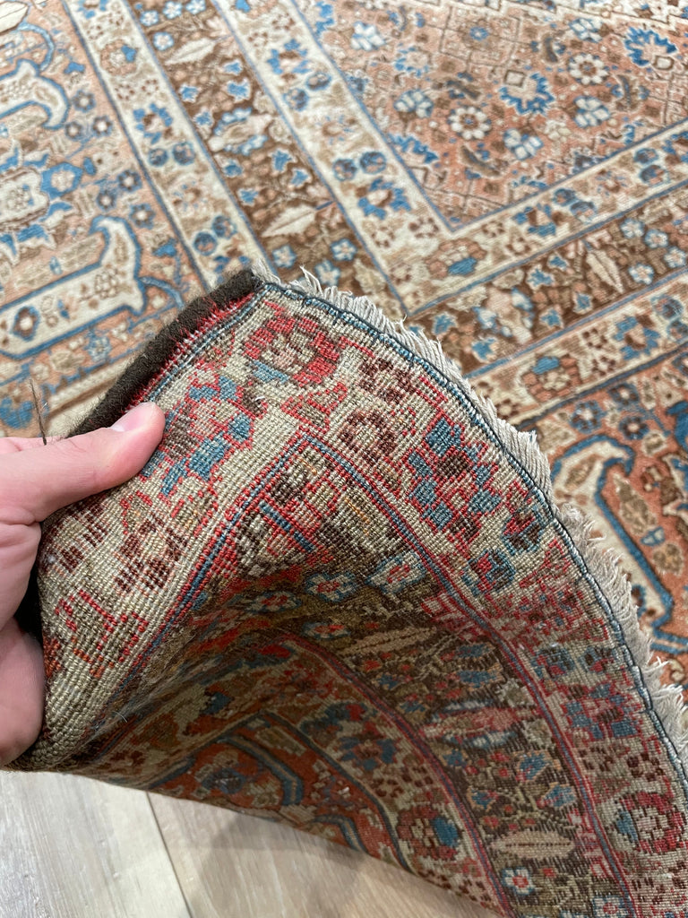 EXTRAORDINARY Palatial Antique Persian Hajijalili Tabriz | Timeless with Soft Aged Hues of Rust, Slate, Taupe, Indigo | 12 x 17