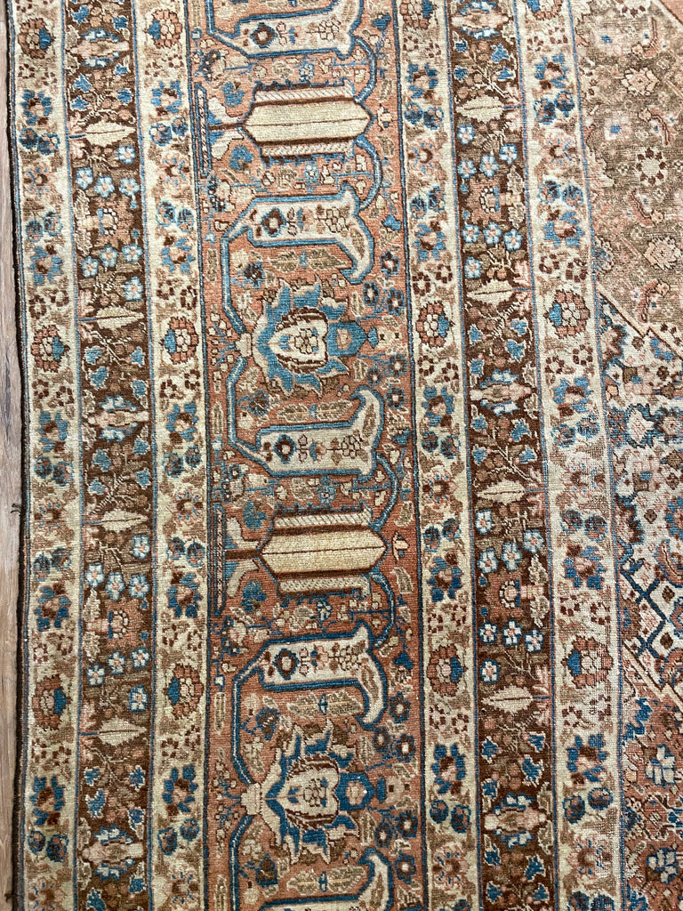 EXTRAORDINARY Palatial Antique Persian Hajijalili Tabriz | Timeless with Soft Aged Hues of Rust, Slate, Taupe, Indigo | 12 x 17