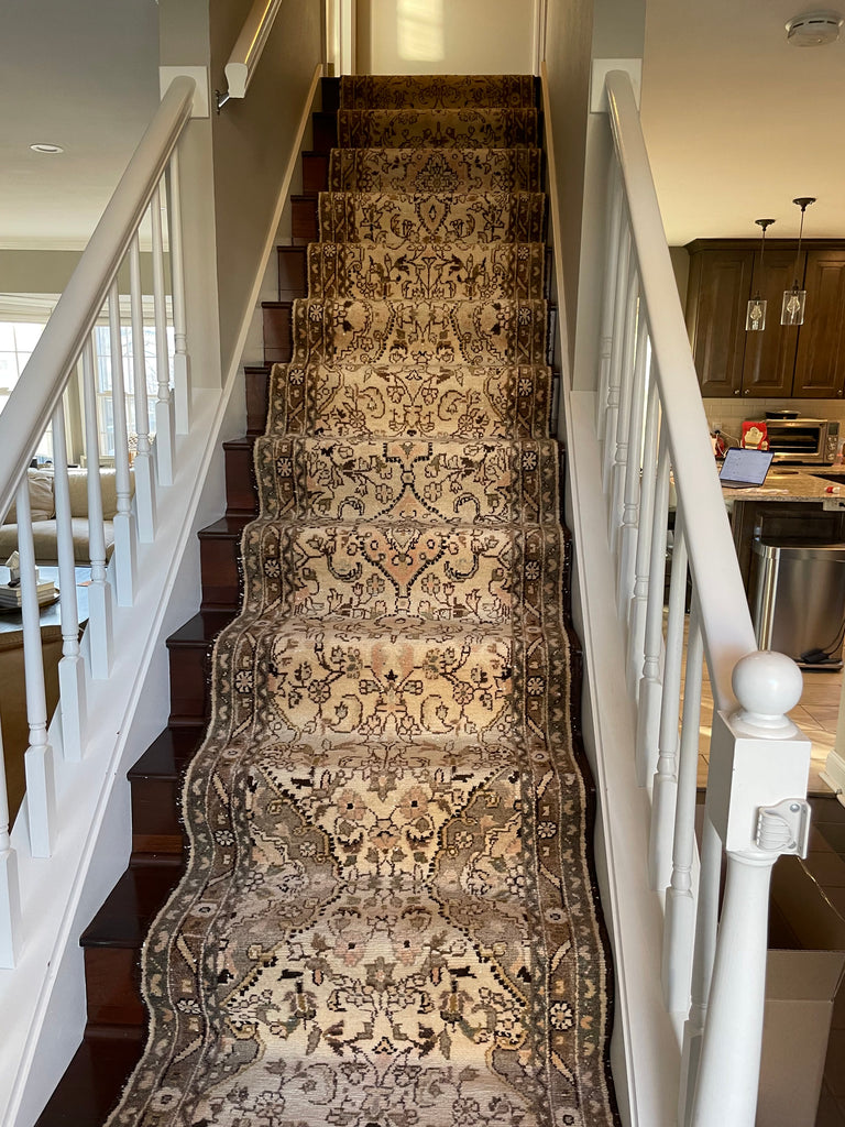 21 FOOT LONG Botanical Beauty! Narrow Stair Runner in Unique Softer Hues | 2.7 x 21.4