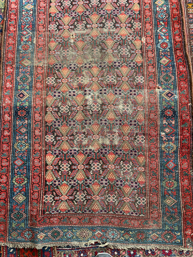SOLD | LONG 17 FOOT Stunner | Antique Lattice Design Throughout with Amazing Greens | 3.4 x 17