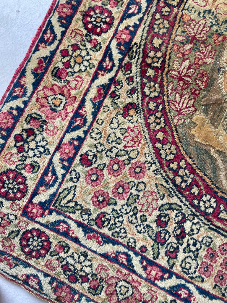The BANKSY OF RUGS |  Antique Kerman Lavar | Signed Piece, Cool Story | 2 x 2.9