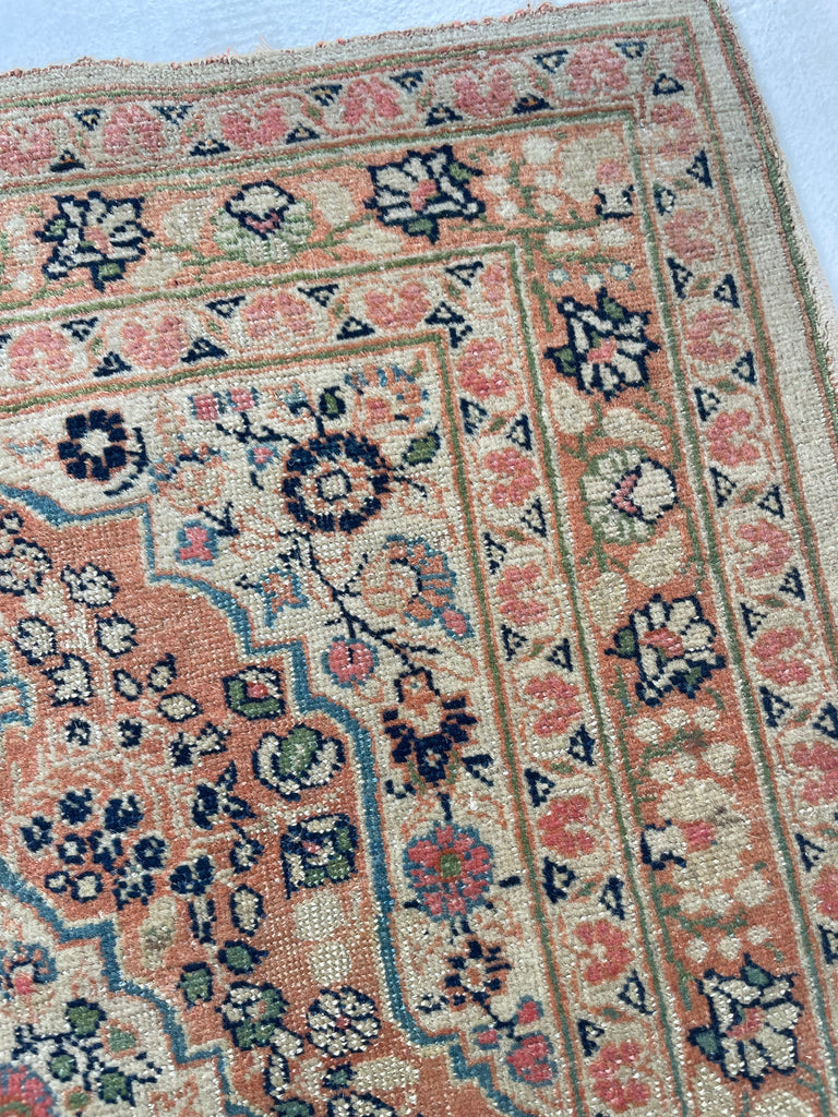 CANTALOUP & TAUPE Antique Haji Jalili Tabriz Rug Mat | 2 x 2.5