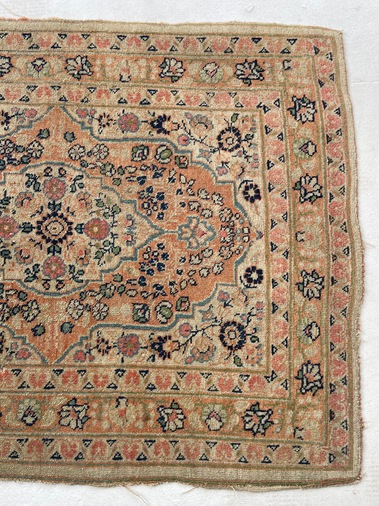 CANTALOUP & TAUPE Antique Haji Jalili Tabriz Rug Mat | 2 x 2.5