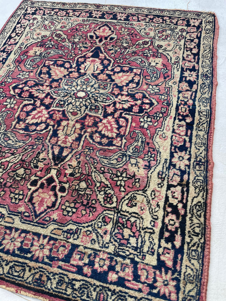 FINE Berry & Sangria Antique Kerman Lavar Rug Mat | Timeless Gem | 2 x 2.5