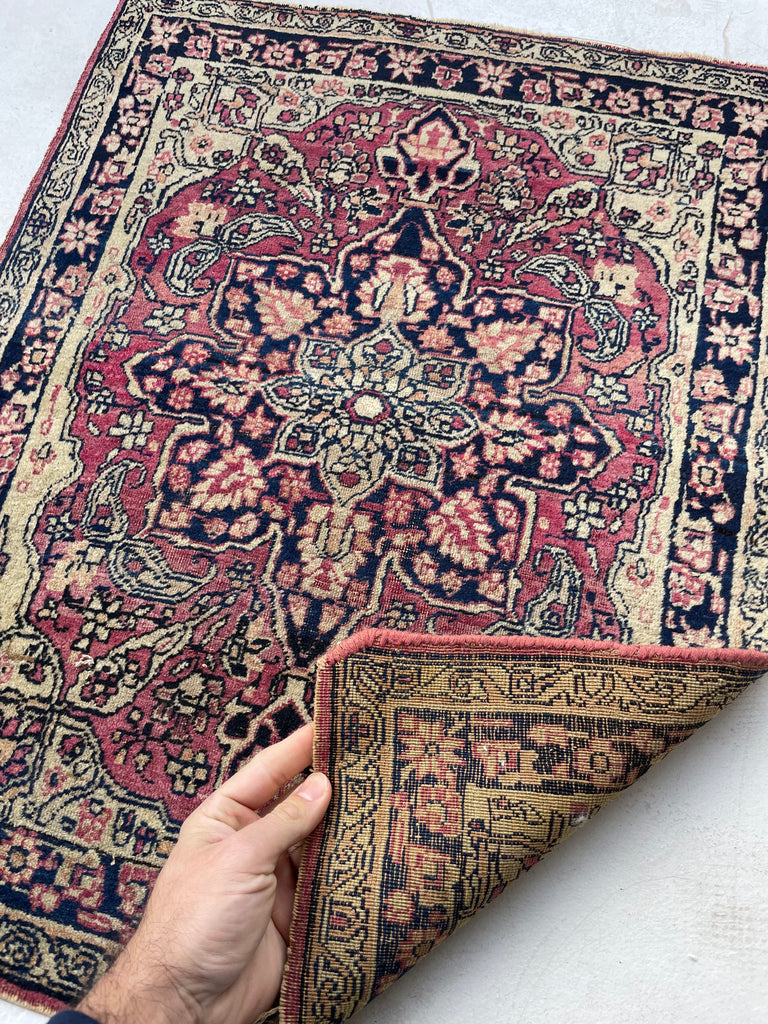 FINE Berry & Sangria Antique Kerman Lavar Rug Mat | Timeless Gem | 2 x 2.5
