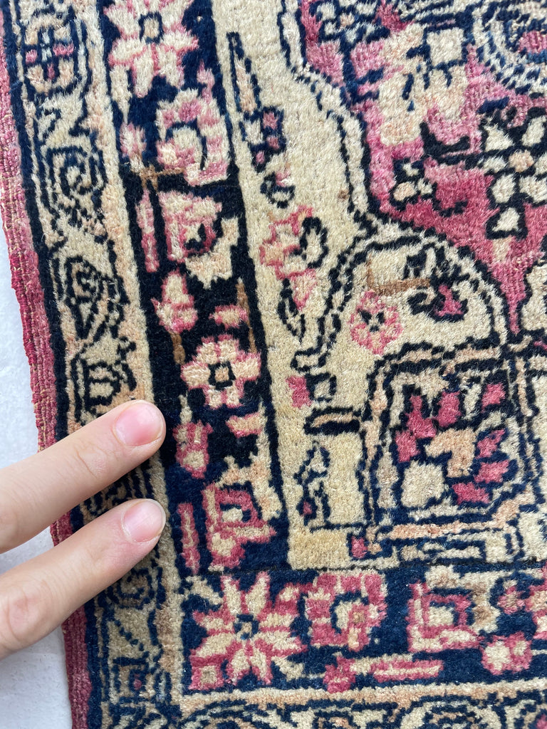 FINE Berry & Sangria Antique Kerman Lavar Rug Mat | Timeless Gem | 2 x 2.5