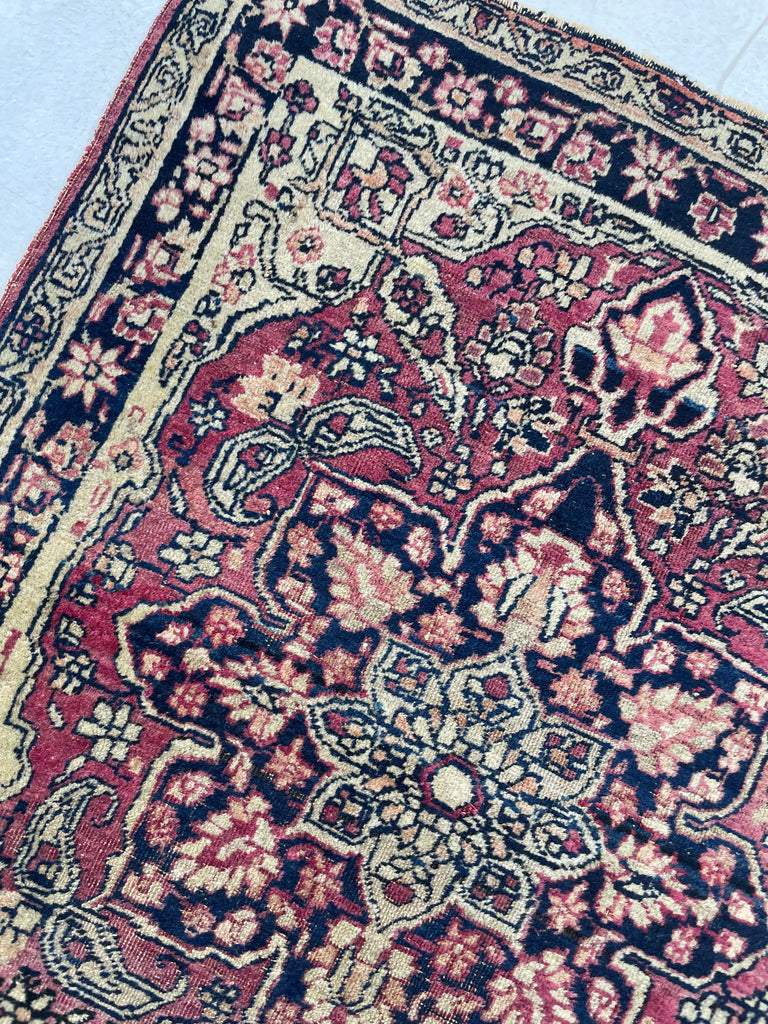 FINE Berry & Sangria Antique Kerman Lavar Rug Mat | Timeless Gem | 2 x 2.5