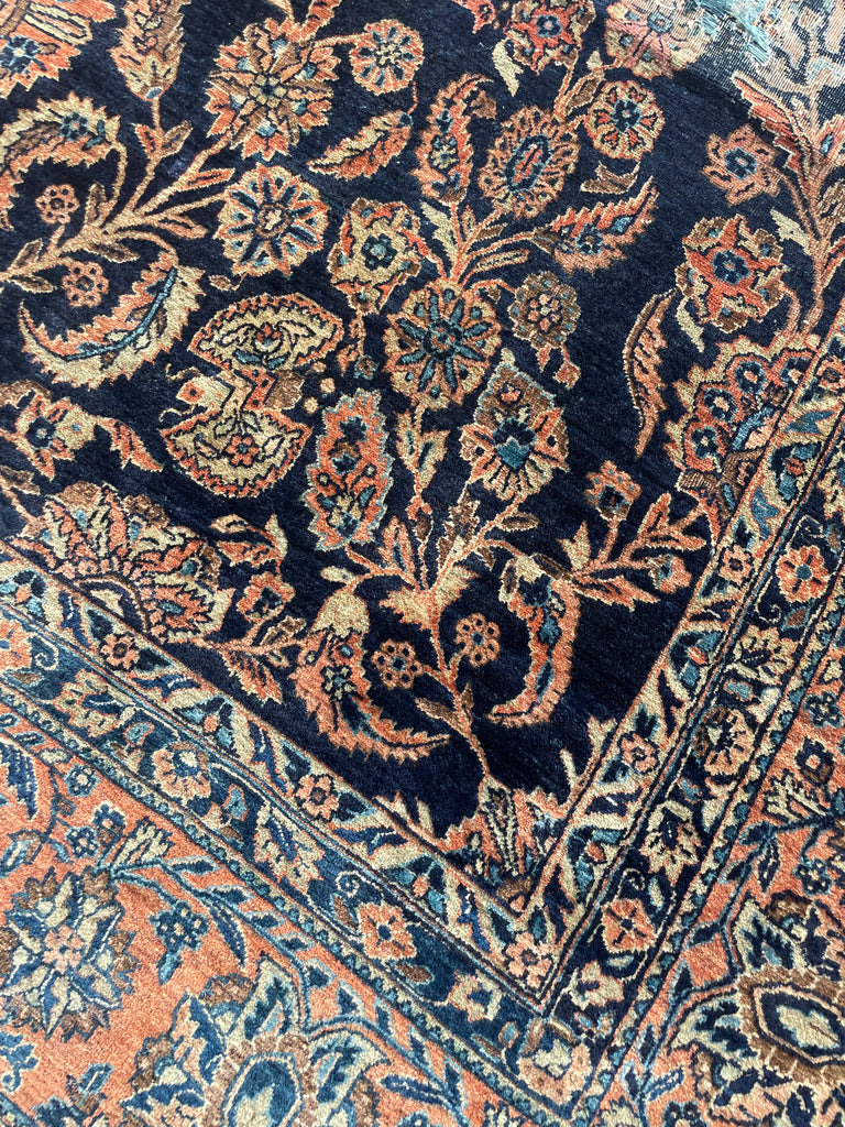 MASTERFUL Palace Size ROYAL MOHAJERAN SAROUK with Peacocks,  Butterflies, Cacoons, & Zoroastrian Flames  | ~ 9 x 15.1