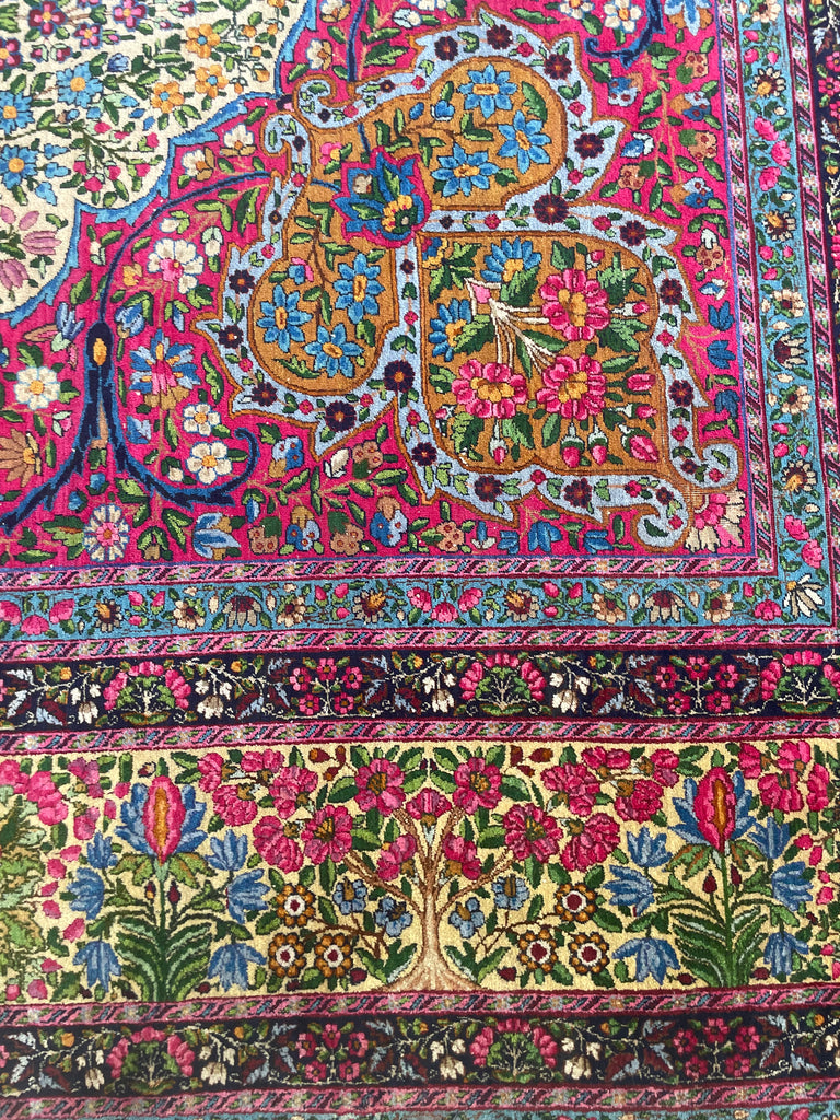 SPECTACLE Antique Kerman Lavar | MILLEFLEUR & CYPRESS TREE OF LIFE | Spectrum Color Palette | 11.4 x 14.5